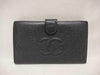 CHANEL Caviar Skin Hook and Snap Deka Coco Long Wallet