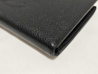 CHANEL Caviar Skin Hook and Snap Deka Coco Long Wallet