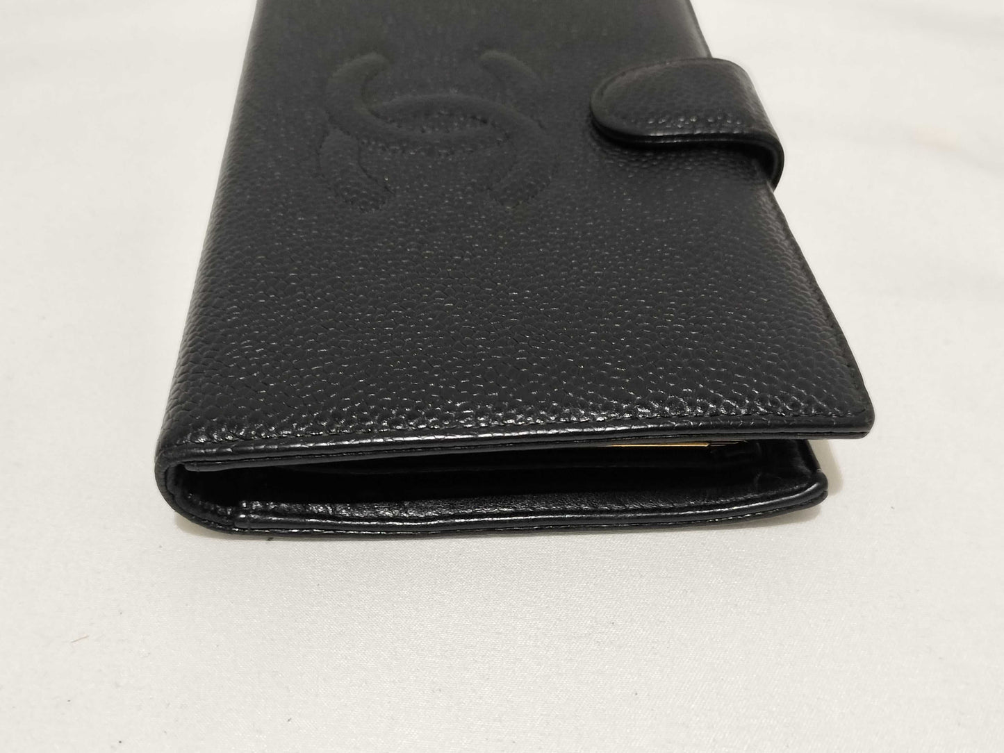 CHANEL Caviar Skin Hook and Snap Deka Coco Long Wallet