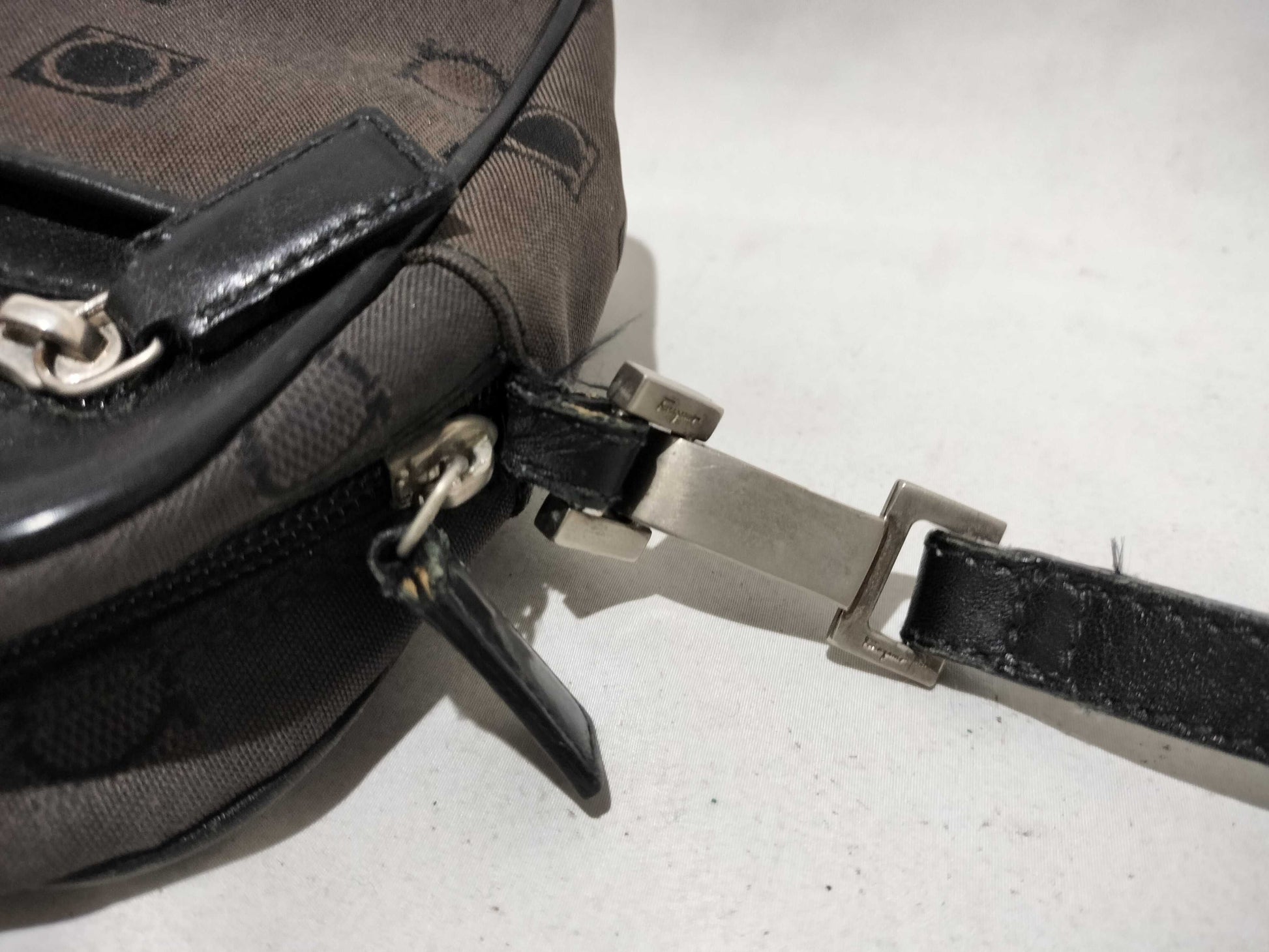 Salvatore Ferragamo Gancini Canvas Pouch Bag