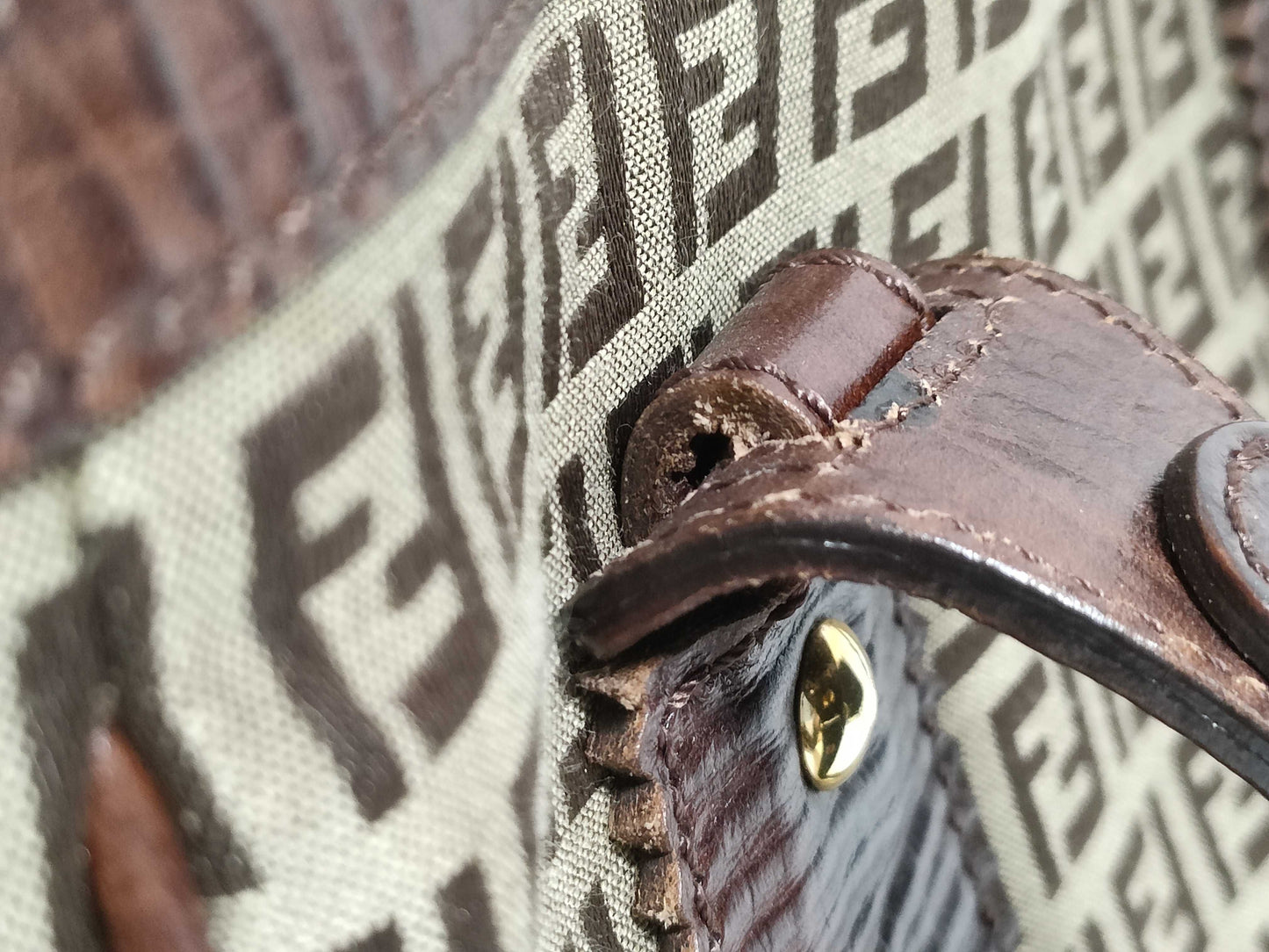 FENDI Zucca pattern hand tote leather tote bag