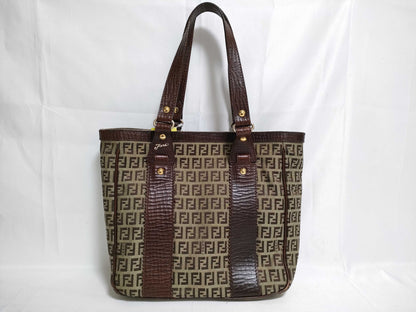 FENDI Zucca pattern hand tote leather tote bag