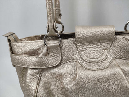 Salvatore Ferragamo Gancini Leather Tote Bag, Gold