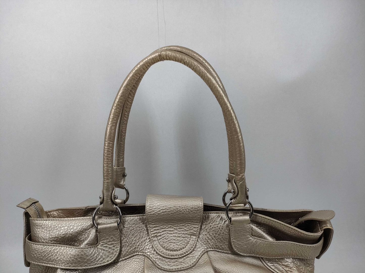 Salvatore Ferragamo Gancini Leather Tote Bag, Gold