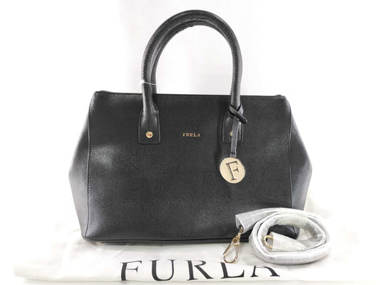 FURLA 2-way handbag with bag charm, black
