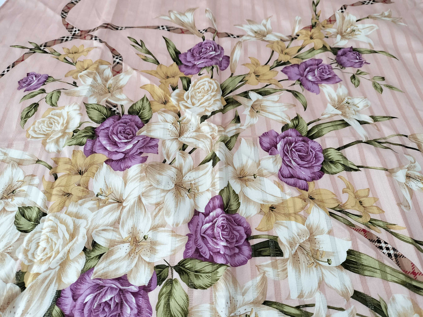 BURBERRY Flower x Check x Line Pattern Scarf