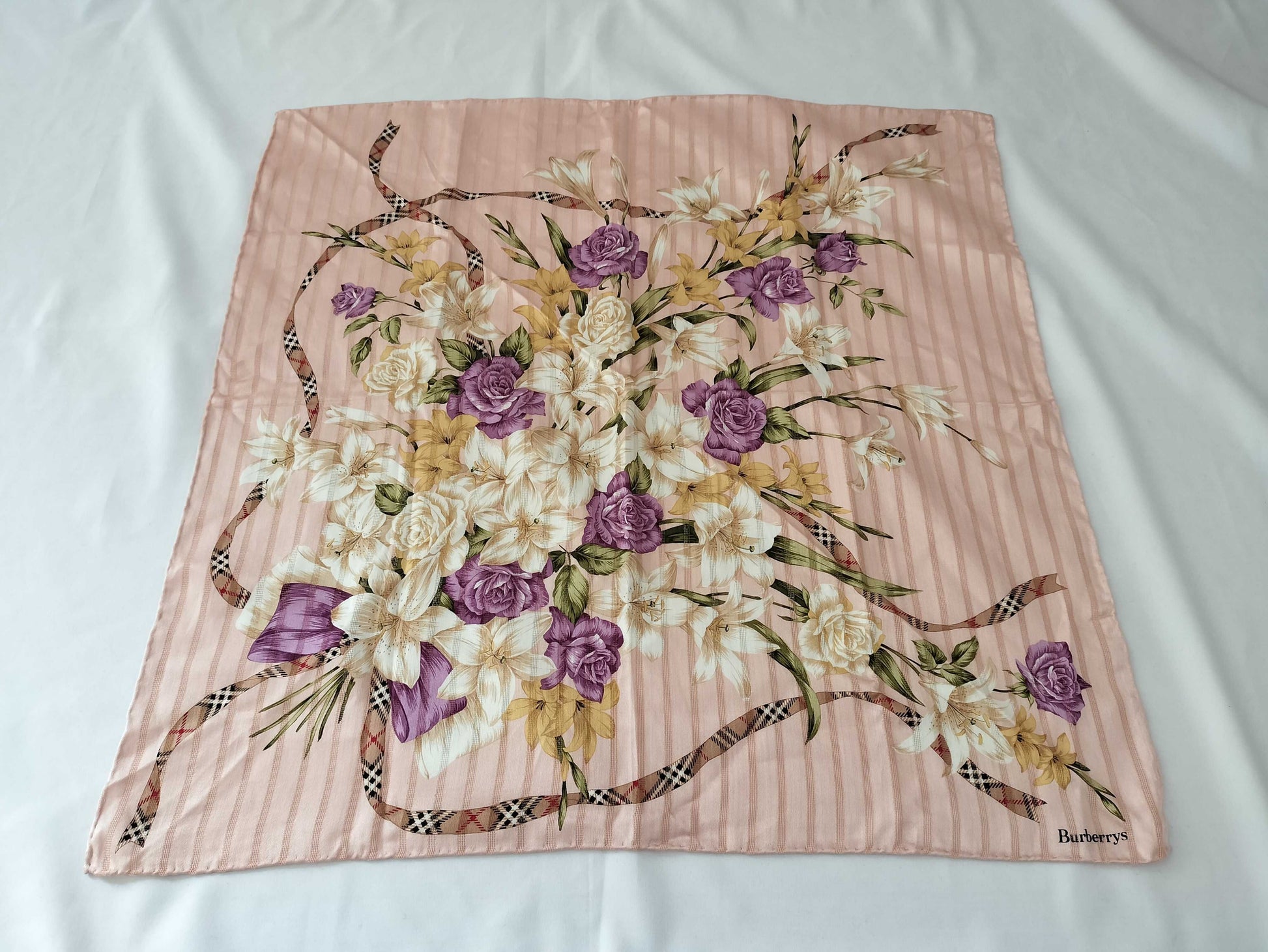 BURBERRY Flower x Check x Line Pattern Scarf