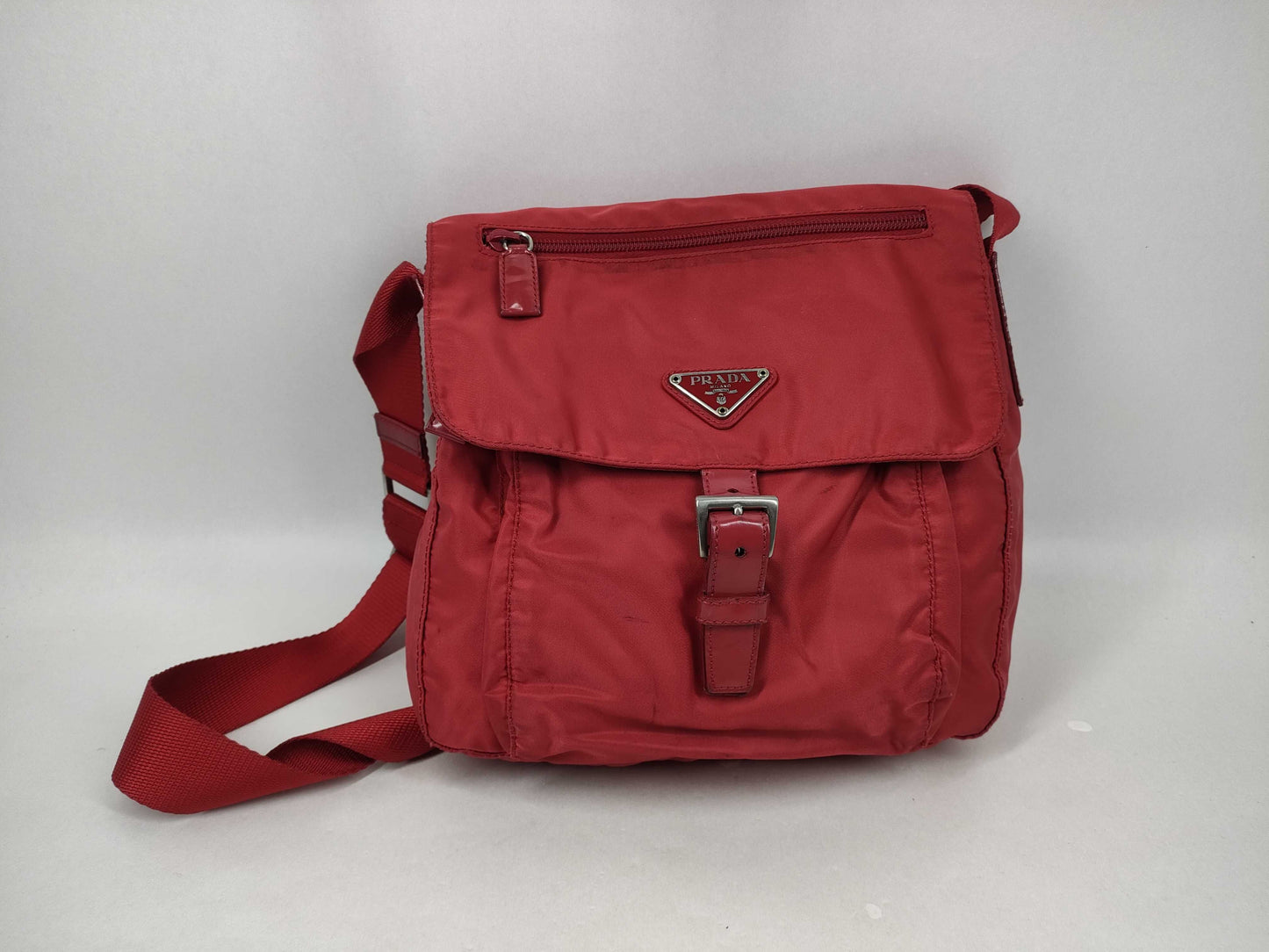 PRADA Nylon Shoulder Bag Red