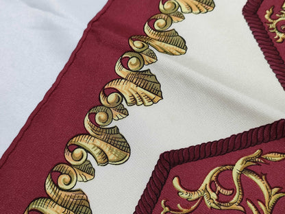 HERMES Carré LVDOVICVS MAGNVS Louis XIV on a White Horse Red Scarf