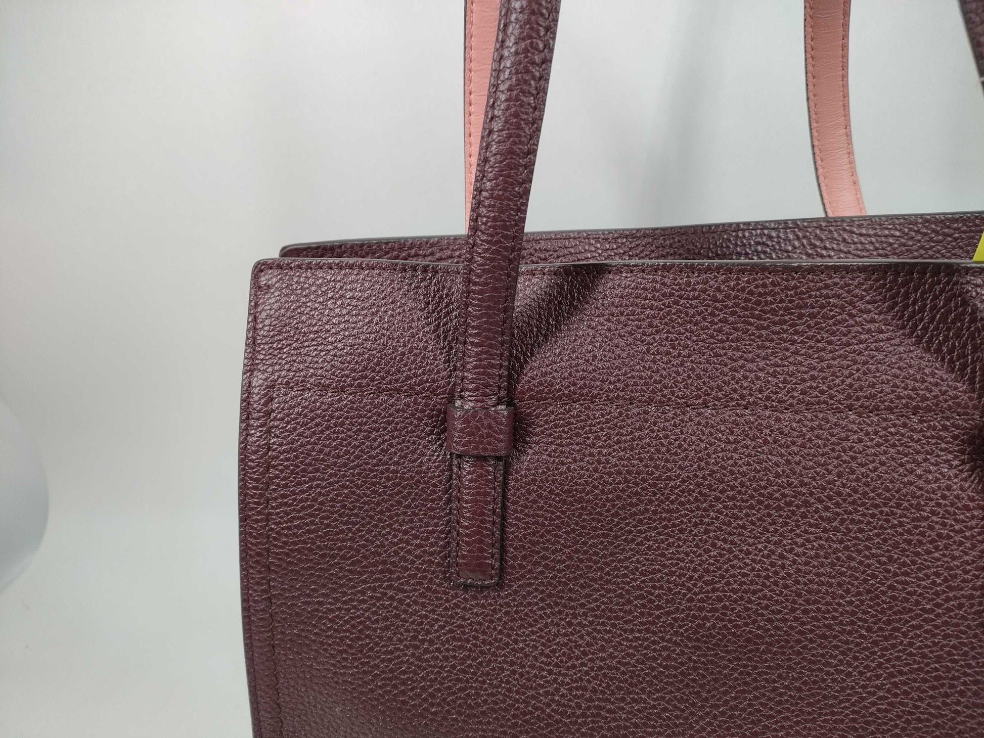 Salvatore Ferragamo Gancini Leather Tote Bag with Gancini Charm, Wine and Pink Two-Tone Tote Bag