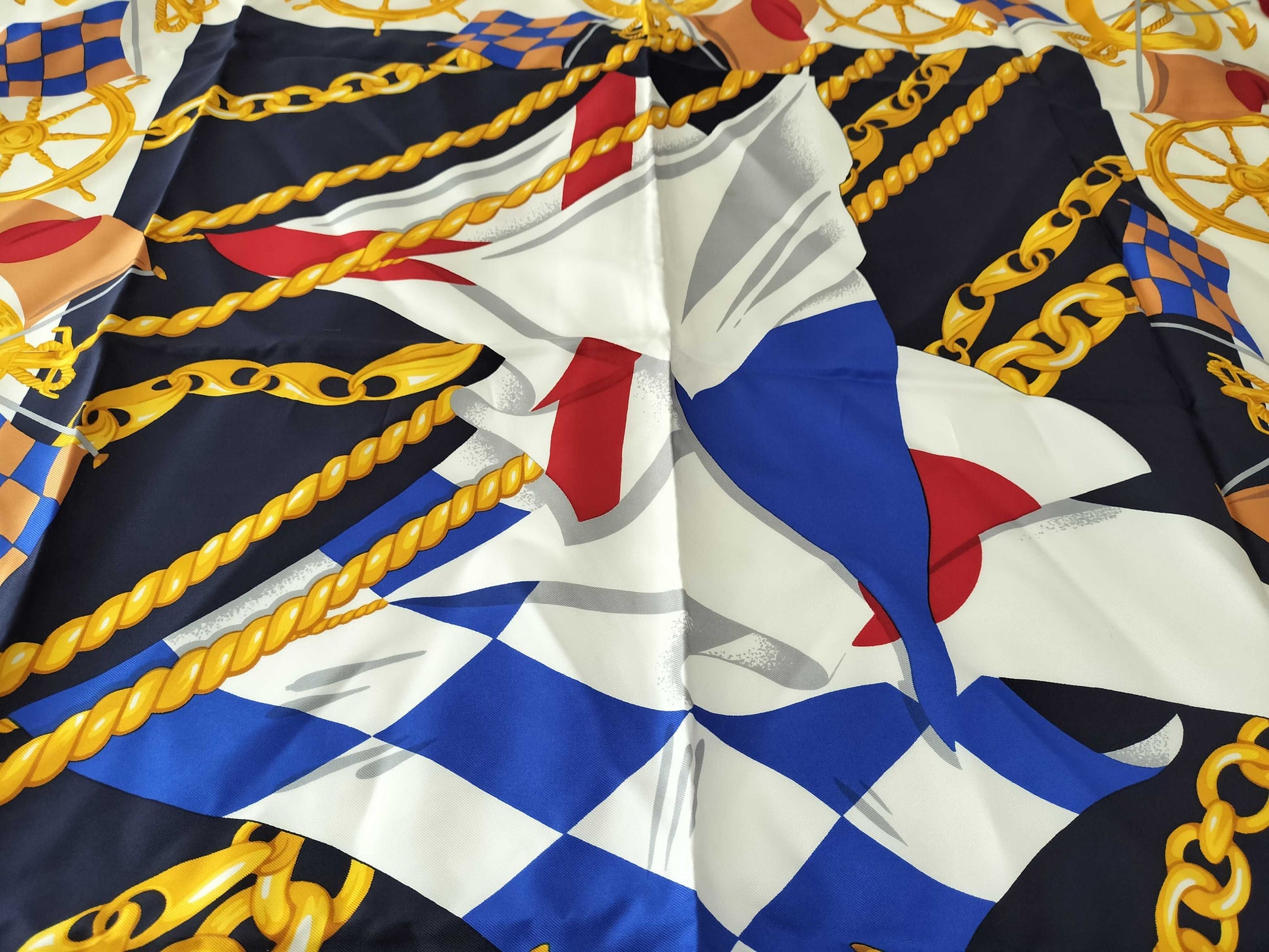 CELINE Marine Motif Scarf Red Scarf