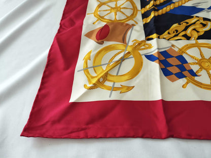 CELINE Marine Motif Scarf Red Scarf