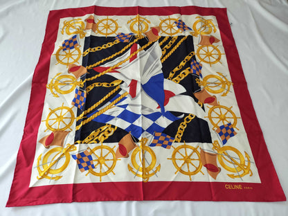 CELINE Marine Motif Scarf Red Scarf