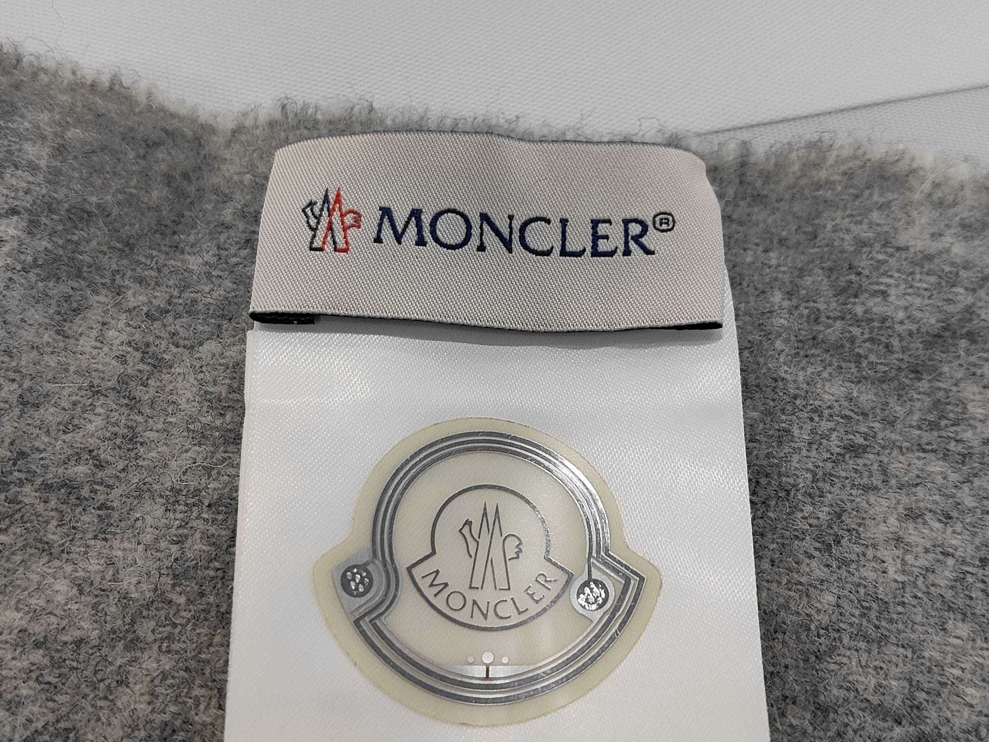 MONCLER Scarf with Logo Patch, Gray