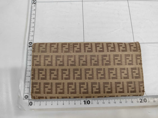 FENDI Mamma Bucket Zucchino Canvas/Leather Long Wallet