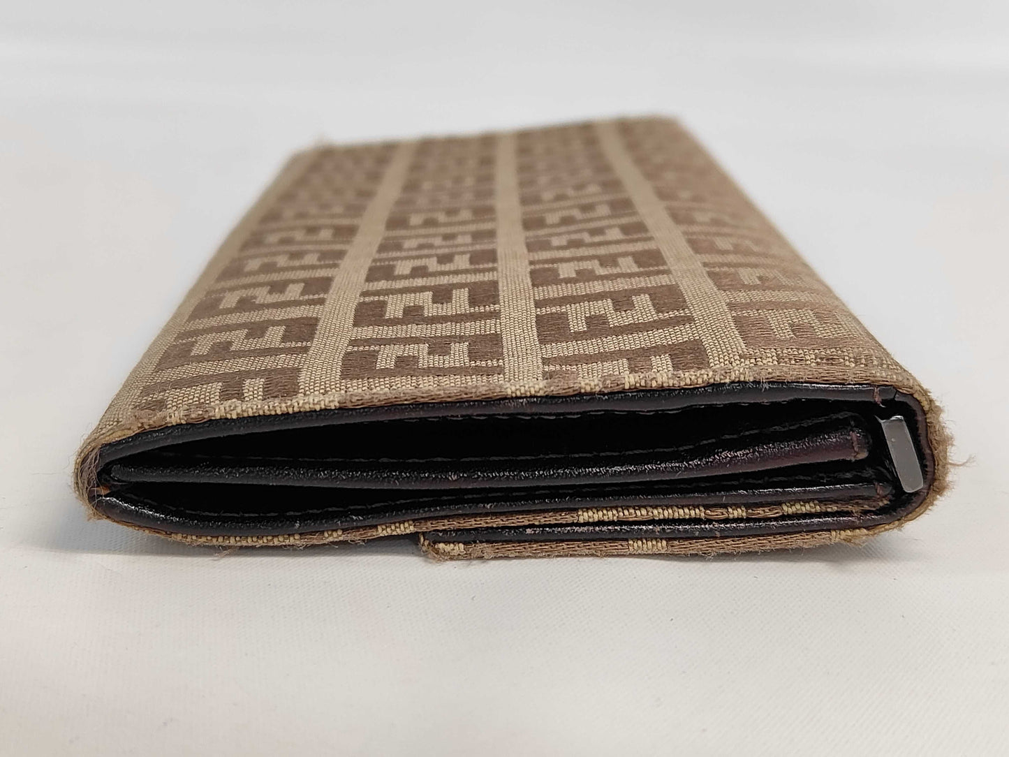 FENDI Mamma Bucket Zucchino Canvas/Leather Long Wallet