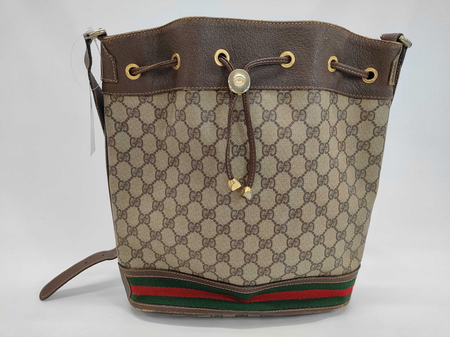 GUCCI GG Supreme Old Gucci Sherry Line Drawstring Shoulder Bag