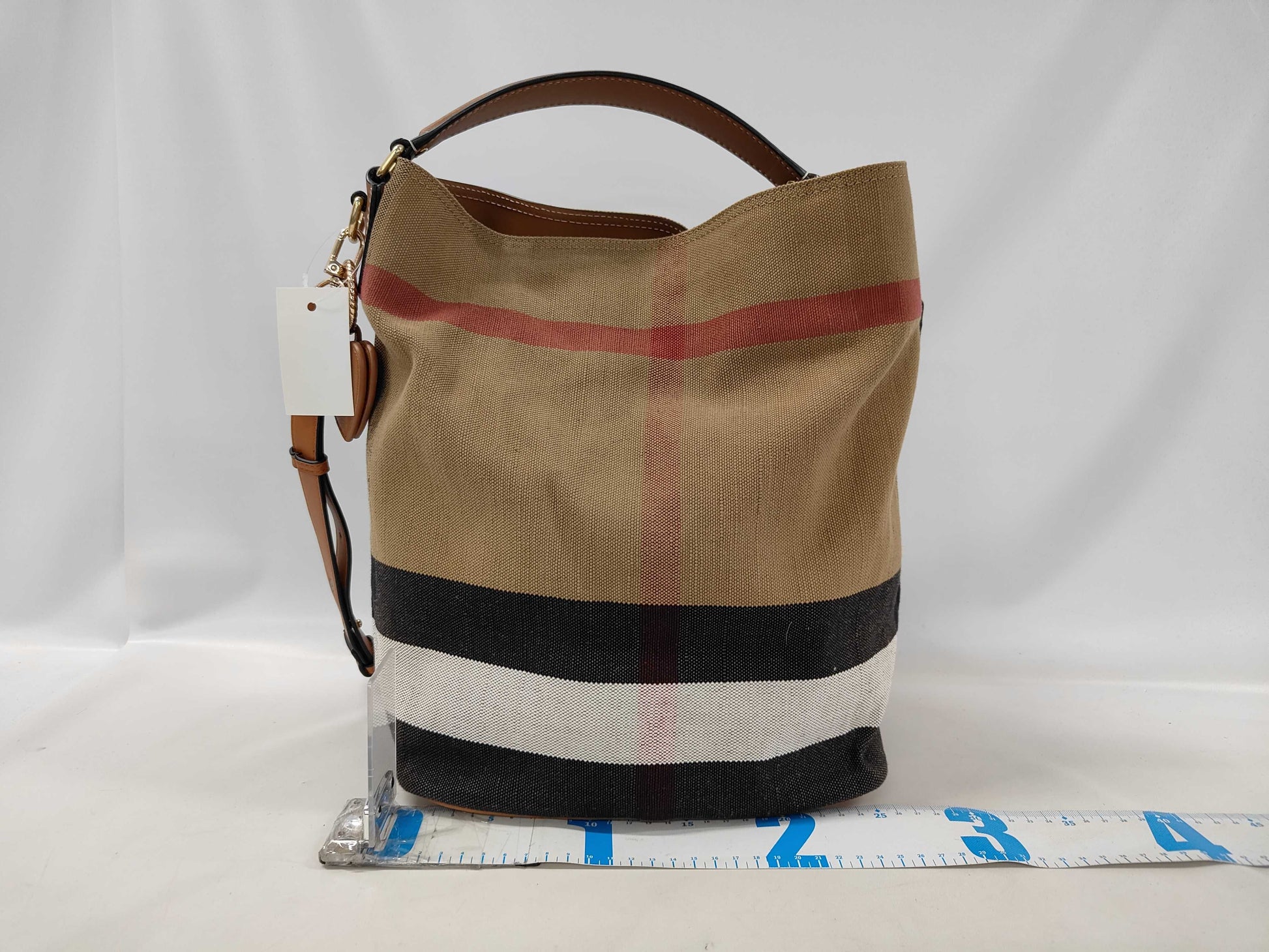 BURBERRY Mega Check Bucket Bag with Pouch