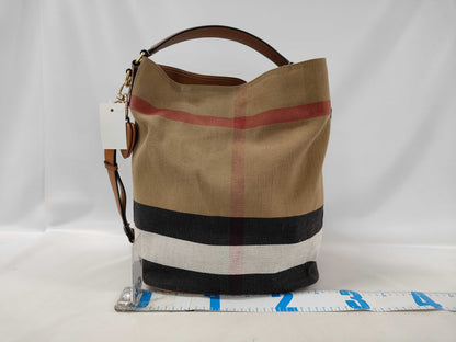 BURBERRY Mega Check Bucket Bag with Pouch