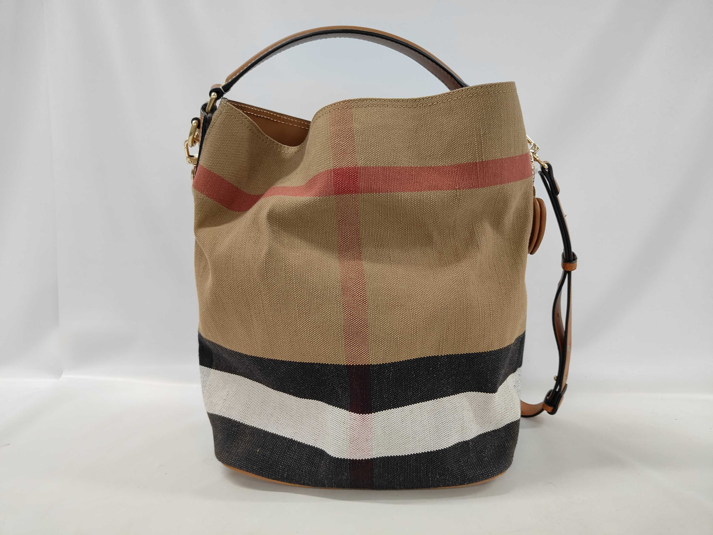 BURBERRY Mega Check Bucket Bag with Pouch