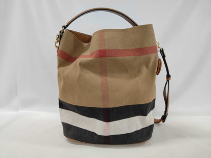 BURBERRY Mega Check Bucket Bag with Pouch