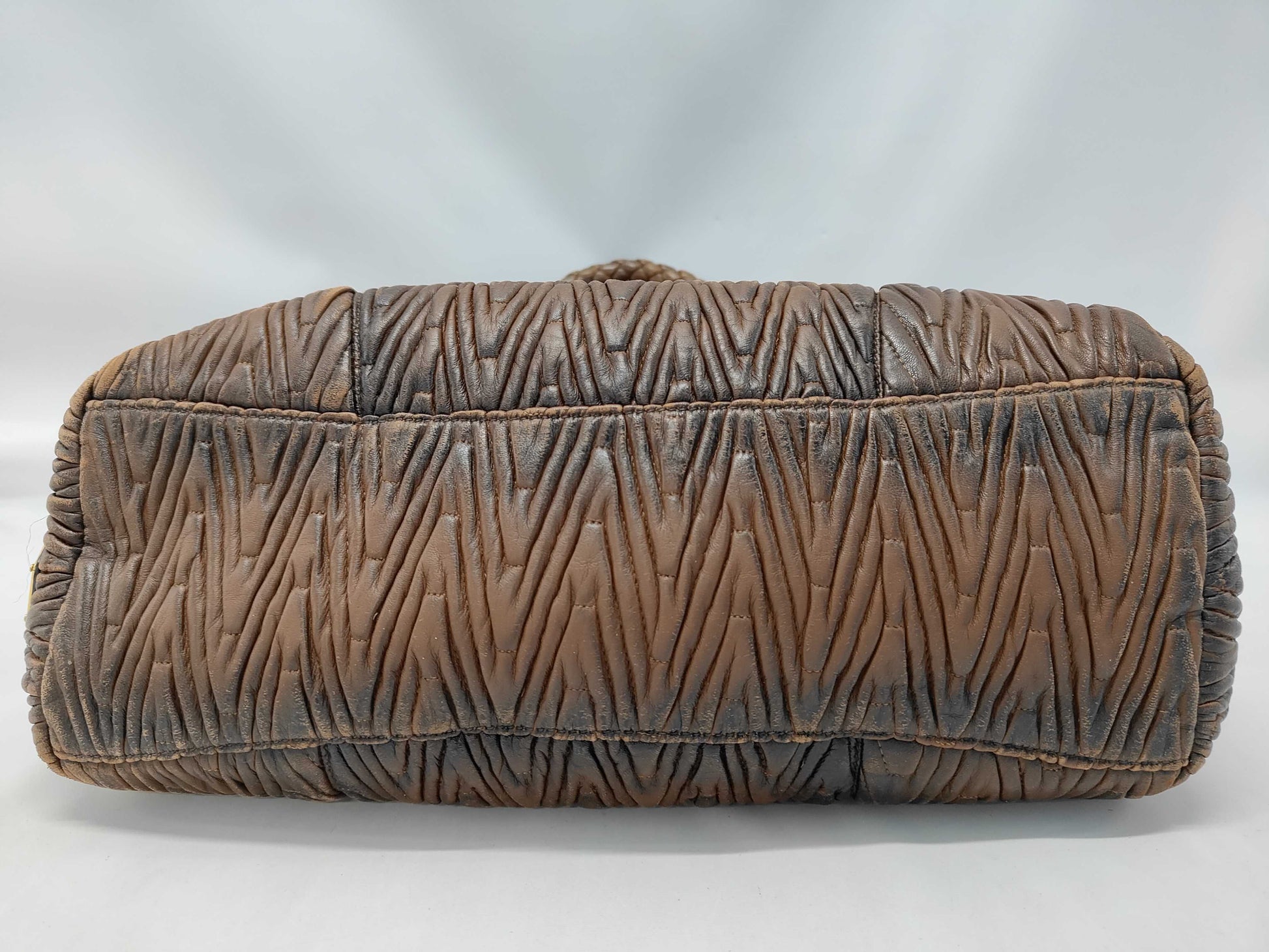 PRADA Quilted Woven Mini Boston Handbag