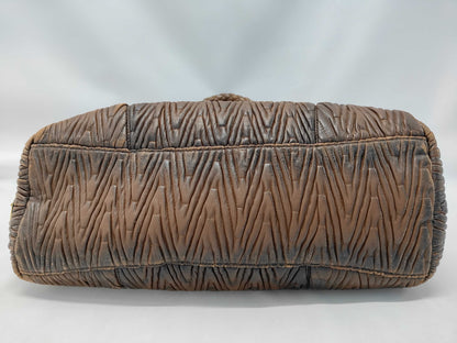 PRADA Quilted Woven Mini Boston Handbag