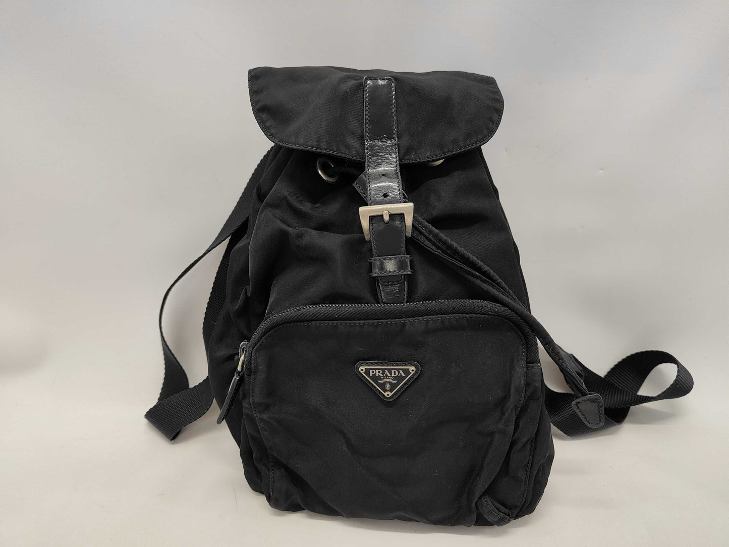 PRADA Nylon Mini Backpack with Triangular Plate and Front Pocket