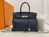 HERMES Birkin 30 Handbag in Navy with Silver Hardware and N Stamp
