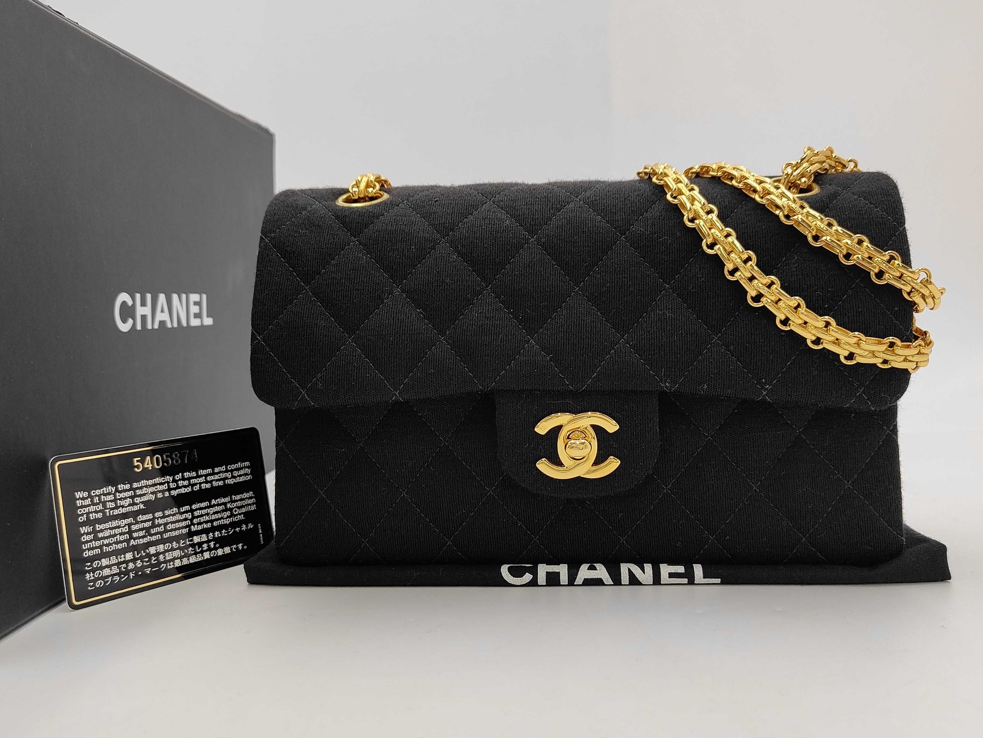 CHANEL Jersey Matelasse 25 Gold Hardware Shoulder Bag