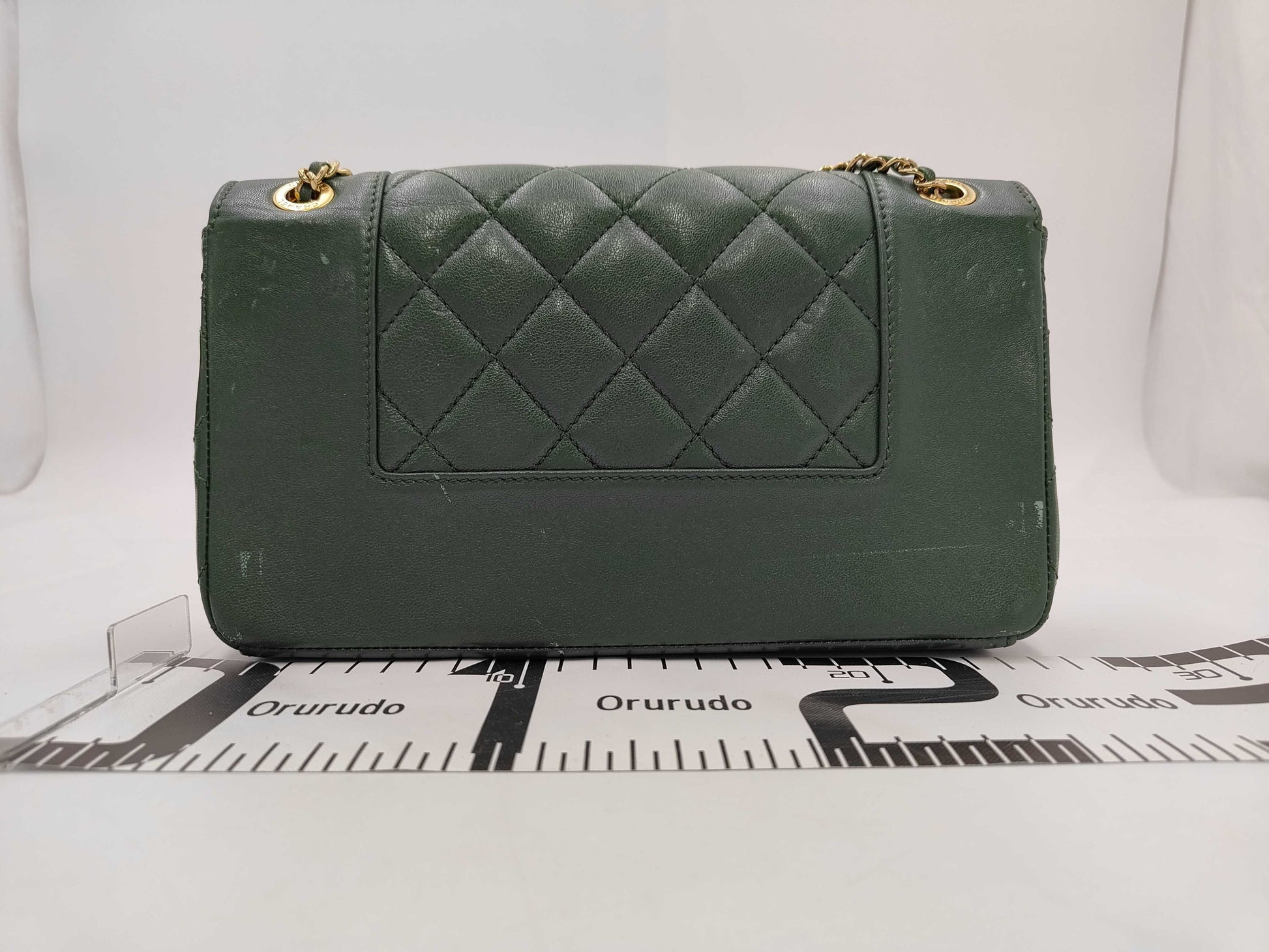CHANEL Lambskin Mademoiselle Green Shoulder Bag