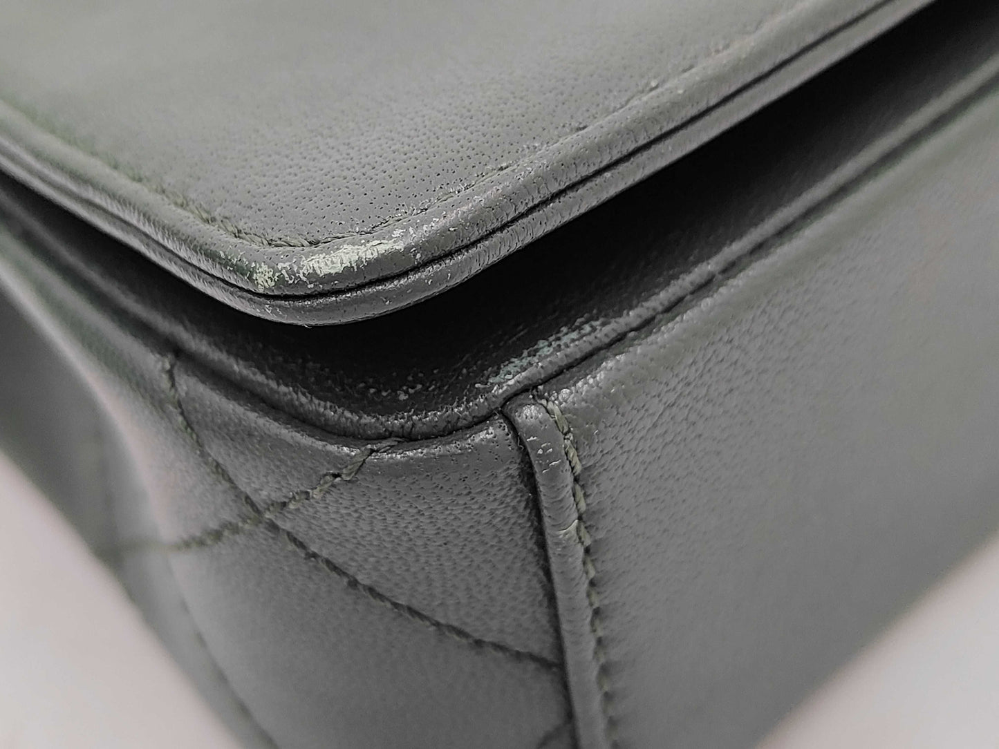 CHANEL Lambskin Mademoiselle Green Shoulder Bag