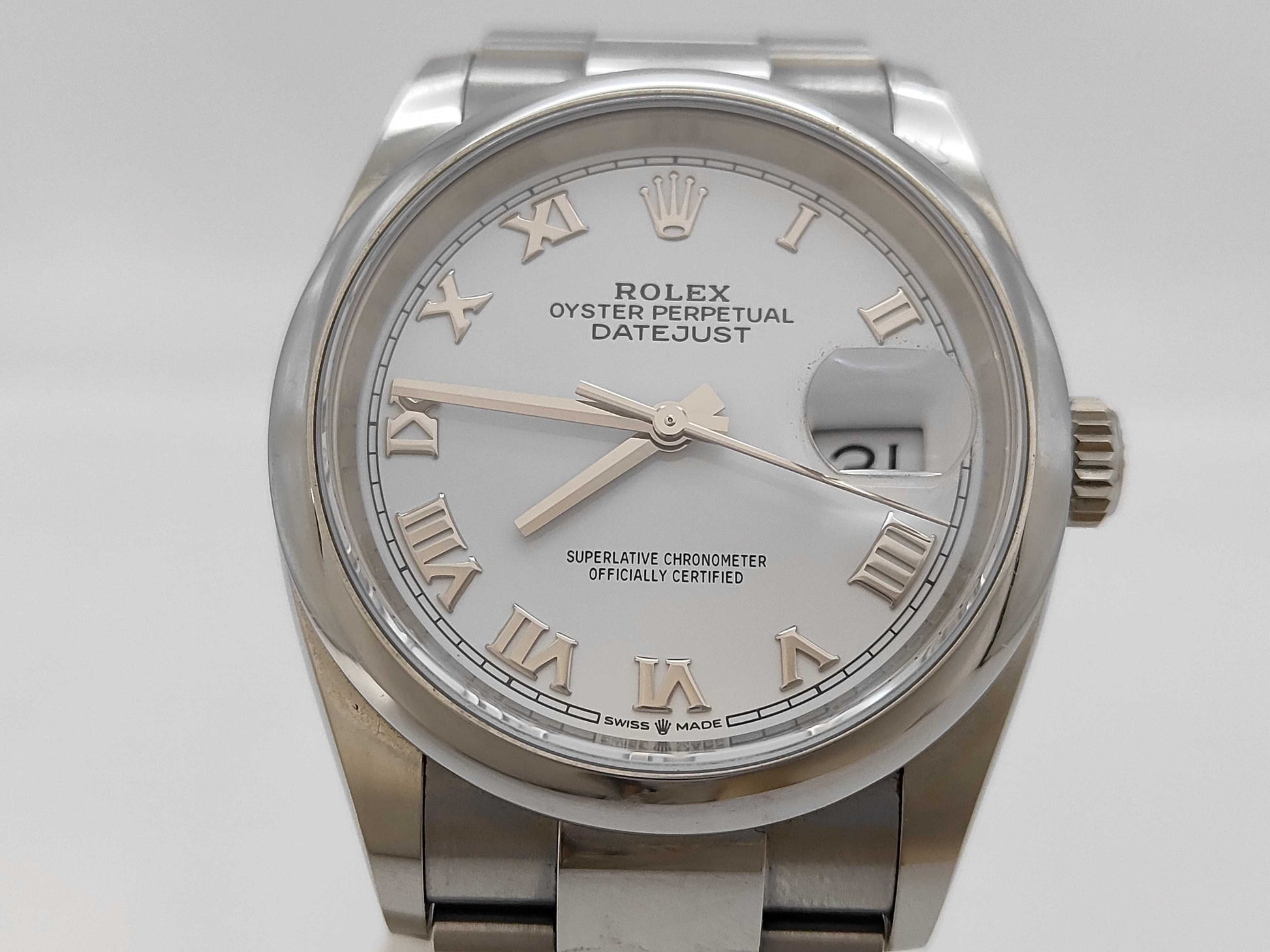 ROLEX 126200 184G13V3 White Roman Oyster Men's Watch