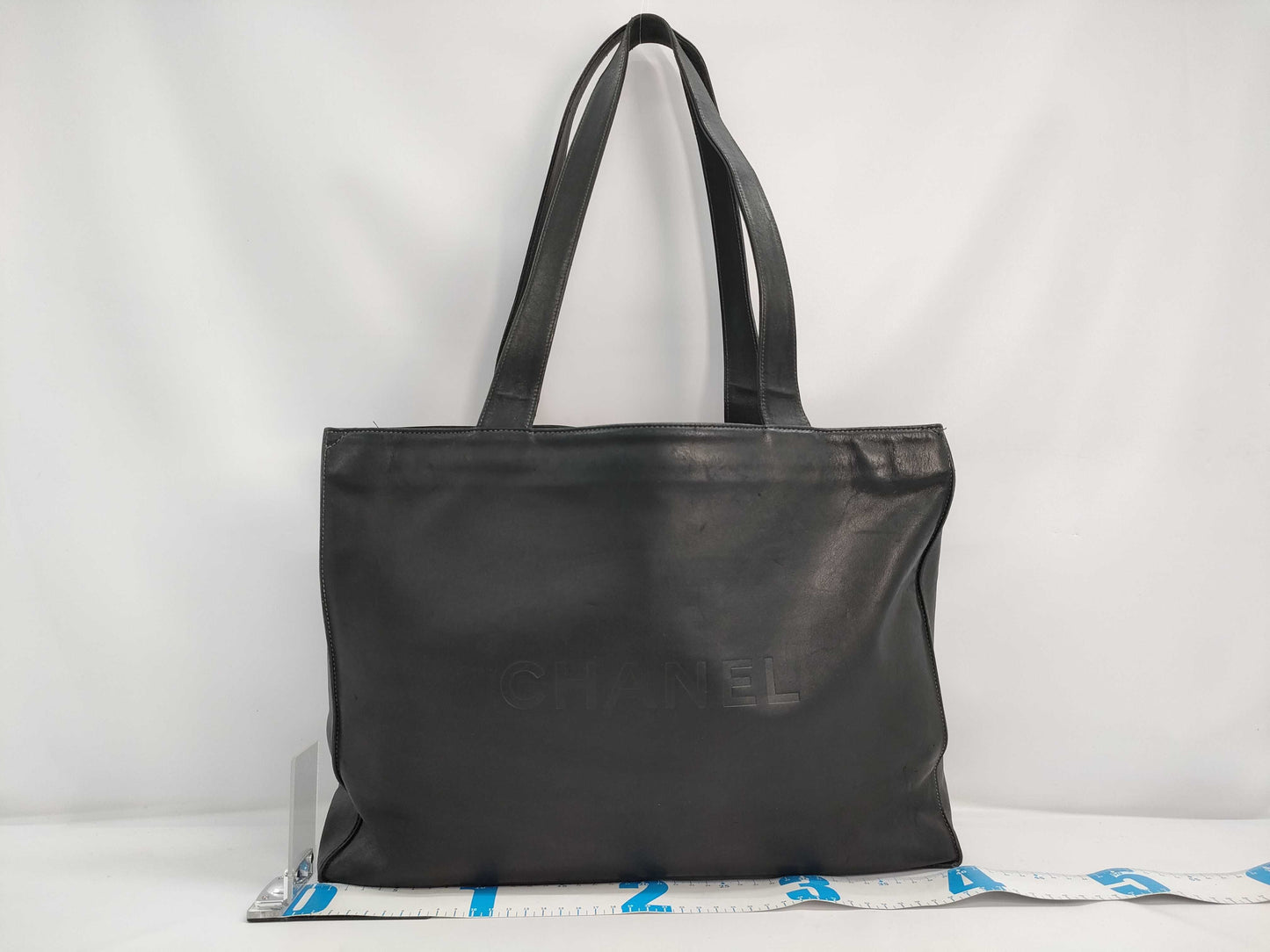 CHANEL Lambskin Leather Tote Bag with Coco Mark, Black