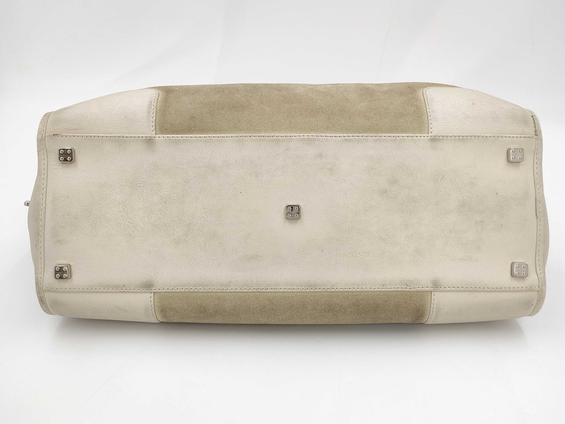 LOEWE Amazona 36 Anagram Suede Handbag with Padlock, Two Keys, and Crochet Detail